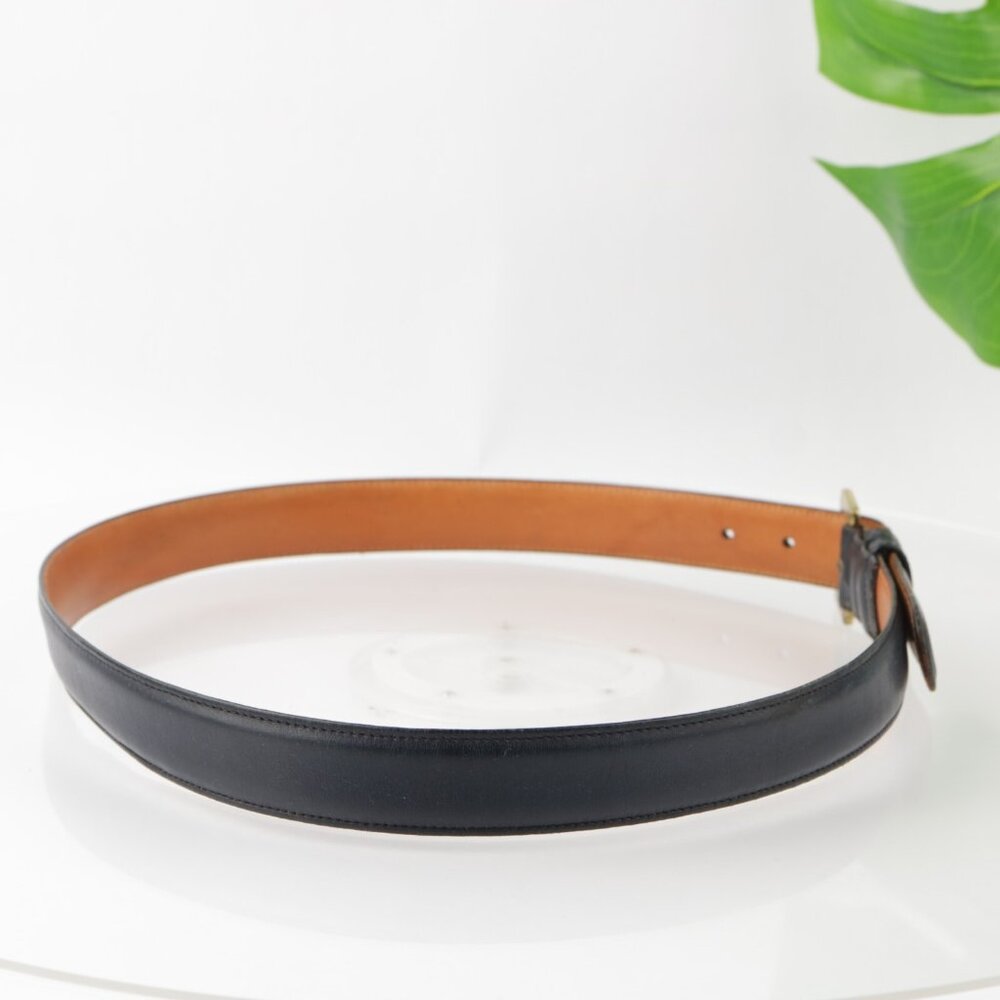 VTG Coach Mens Belt Size 36 Navy Blue Leather New York USA Gold Brass Buckle - Picture 2 of 14